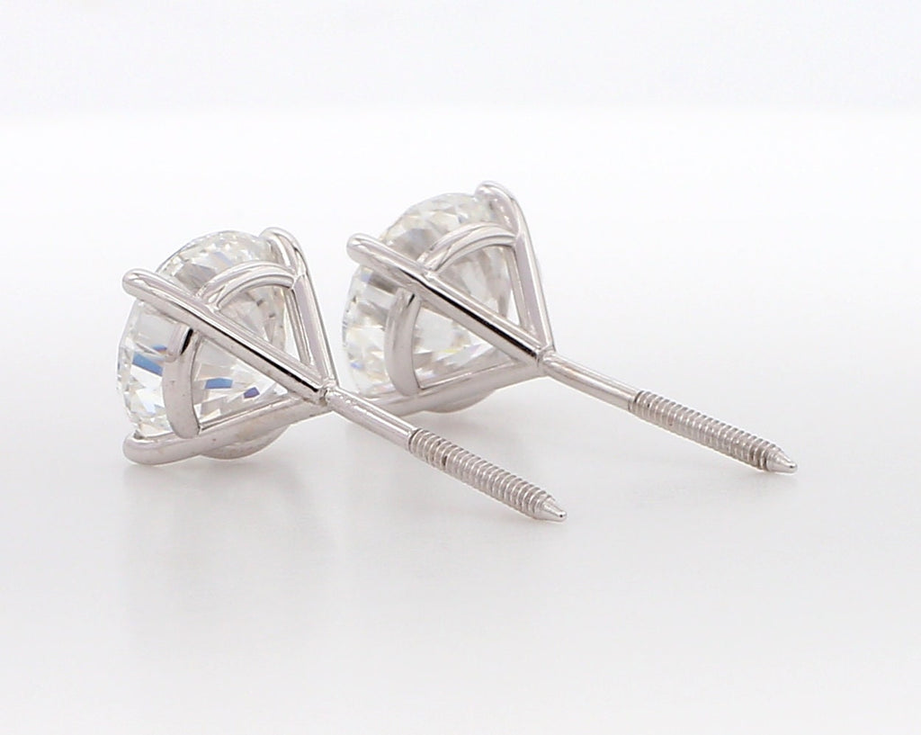 Round Cut Diamond 4-Prong Martini Stud Earrings 14 Karat Gold