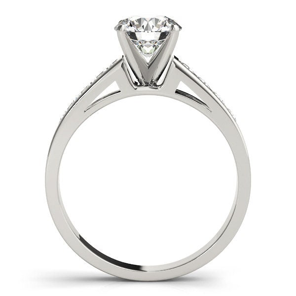Lab Grown Diamond 14K White Gold Single Row Channel Set Engagement Rings || IGI Certified