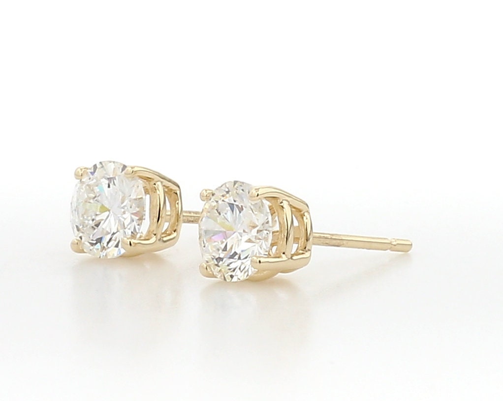1.50ct Lab Grown Diamond Studs 14k Gold Push Backs (F, VS)