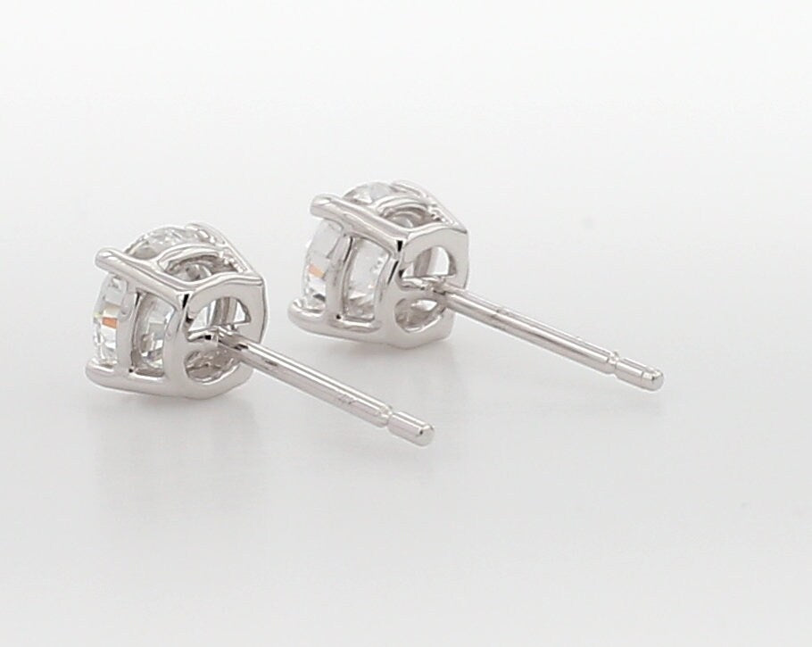 2.25 Carat Round Lab Grown Diamond Stud Earrings: 14k Gold Basket Setting