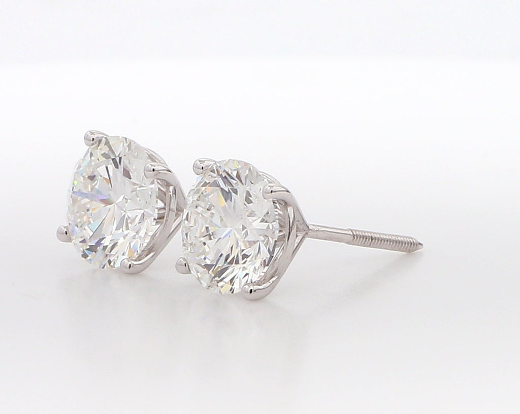 Round Cut Diamond 4-Prong Martini Stud Earrings 14 Karat Gold