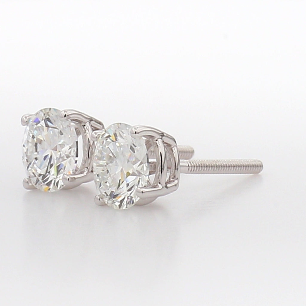 1.25 Ct TW Lab Grown Diamond Stud Earrings: 14K Gold, Round Cut