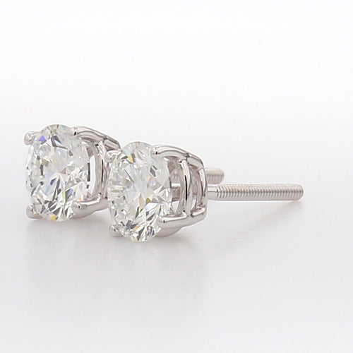 1.25 Ct TW Lab Grown Diamond Stud Earrings: 14K Gold, Round Cut
