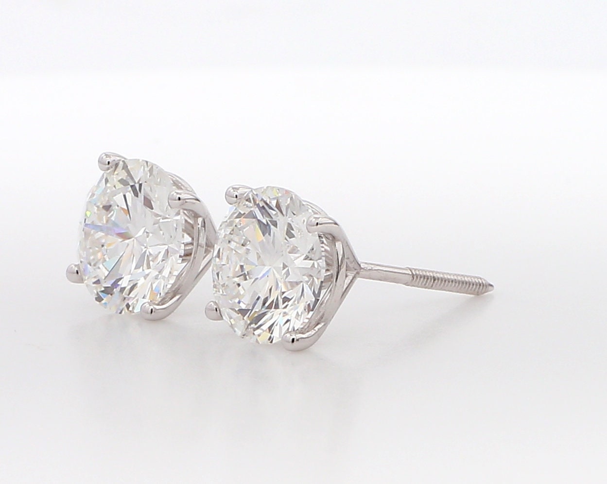 2.50CT Lab Grown Diamond Earrings: 14K White Gold Martini Studs