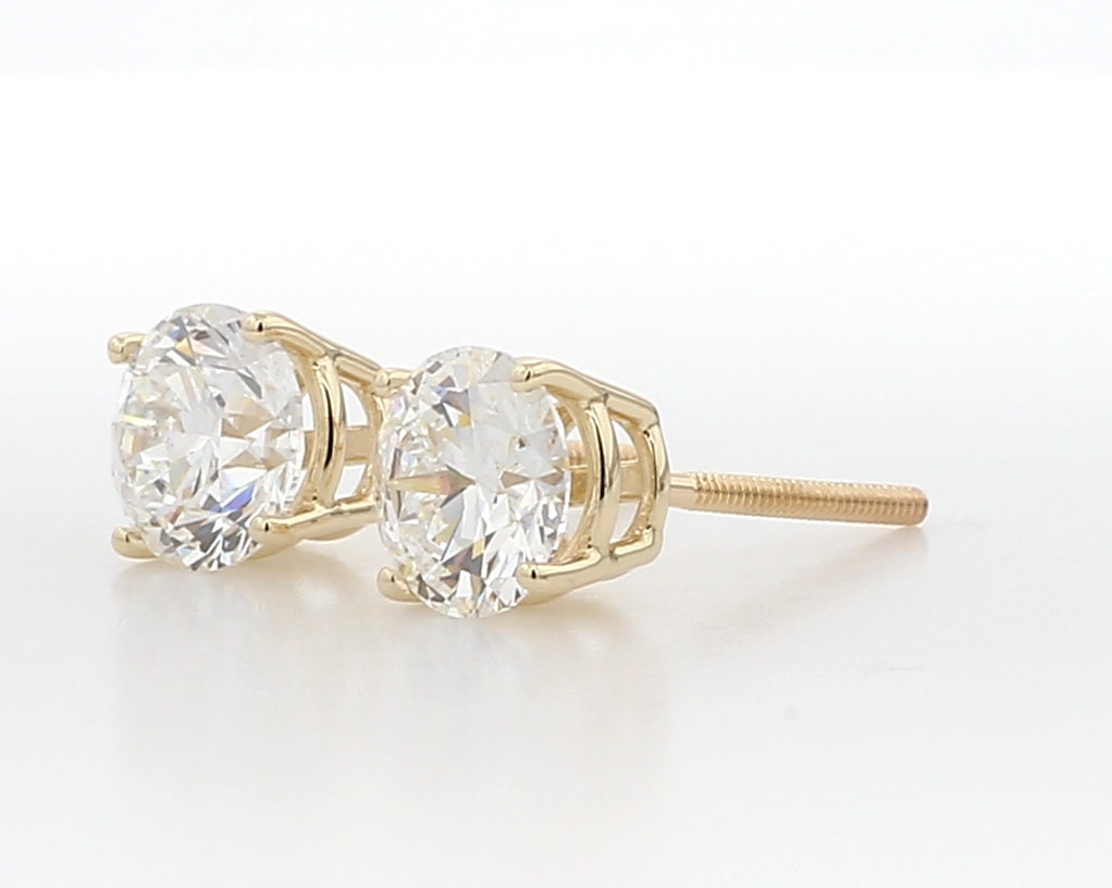 14k Gold Lab Grown Diamond Stud Earrings: 0.50 Carat Screw Back