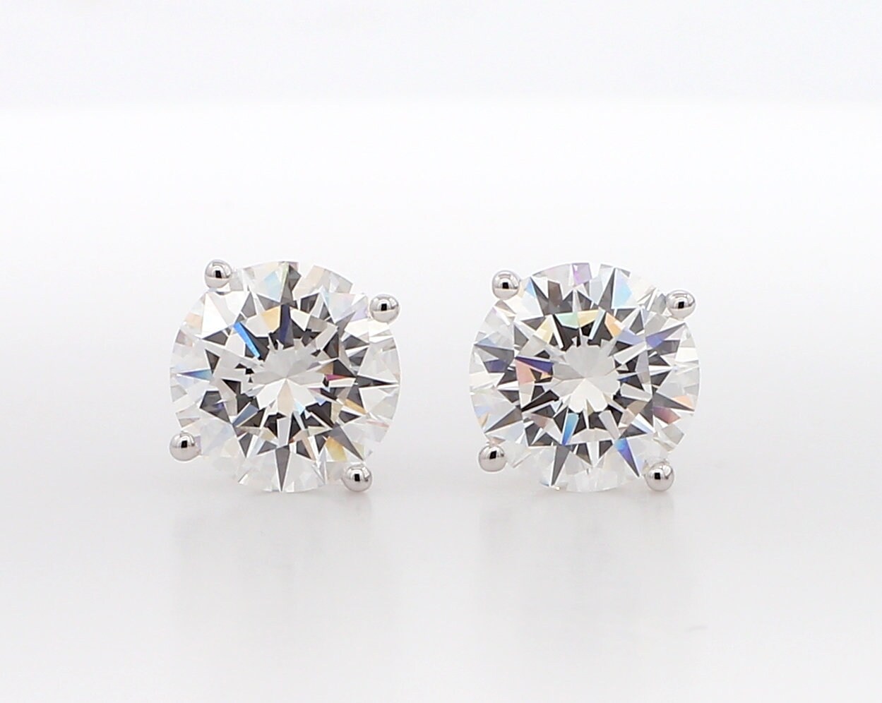 0.75ct F-G/VS-SI Martini 4 Prong Diamond Studs 14K White Gold