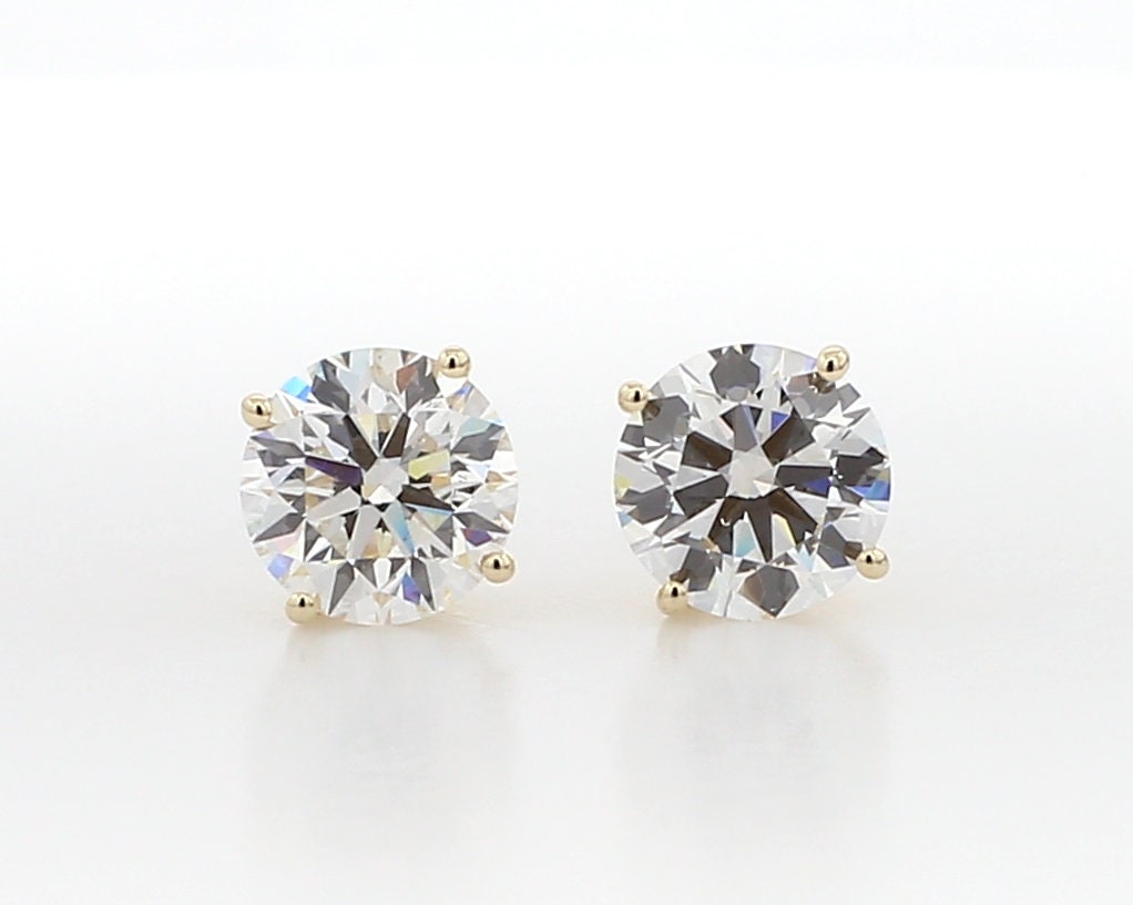 2.25 Carat Lab Grown Diamond Stud Earrings: 14k Gold Screw Back