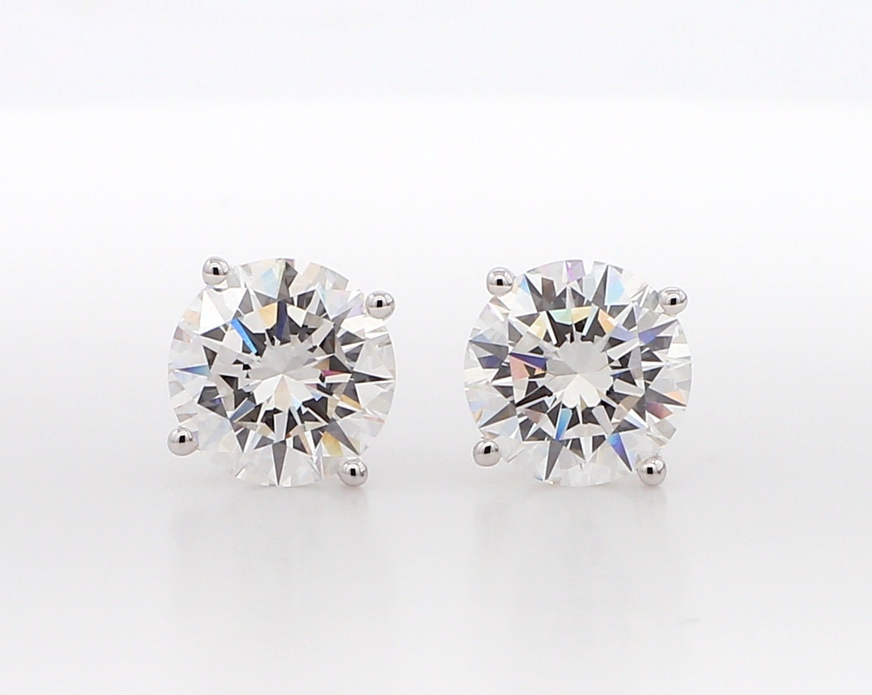Round Cut Diamond 4-Prong Martini Stud Earrings 14 Karat Gold