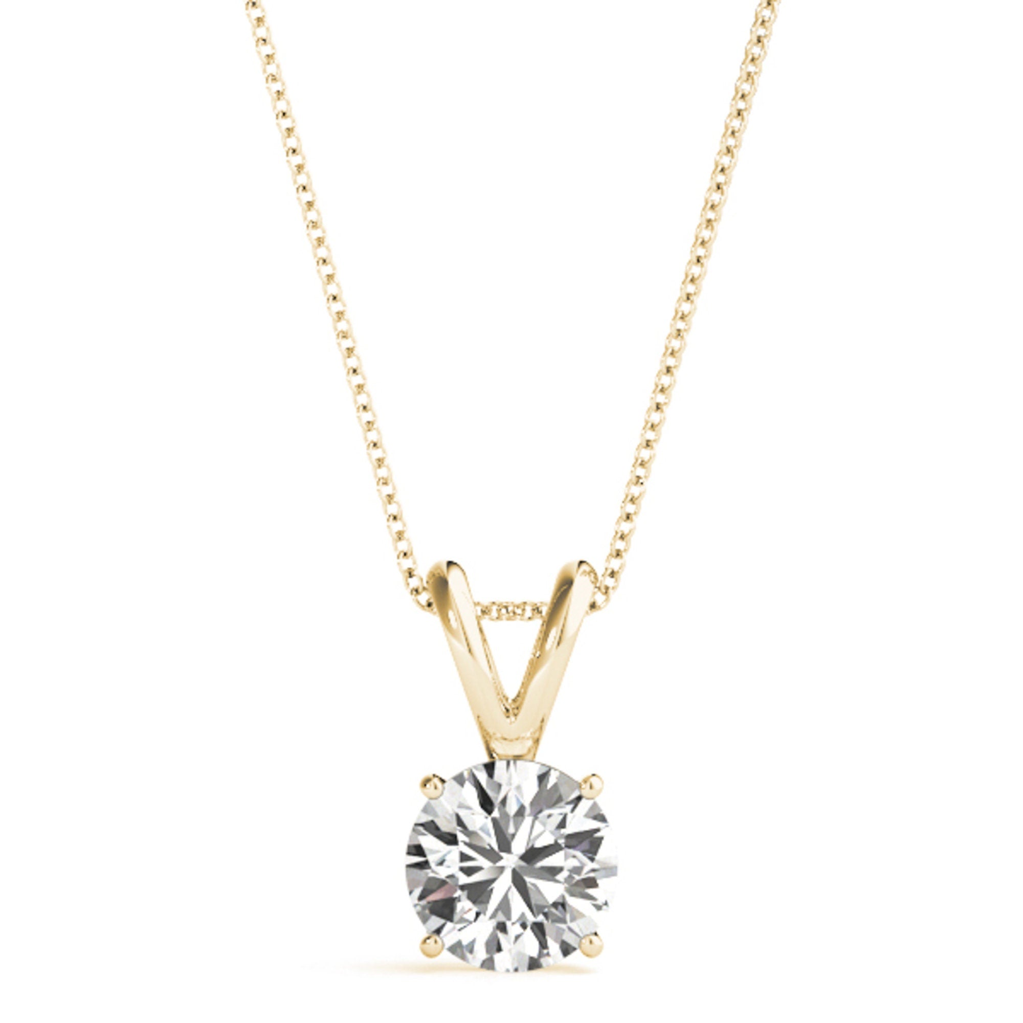 3 Ct Lab-Grown Diamond Solitaire Pendant: 14K Gold Necklace
