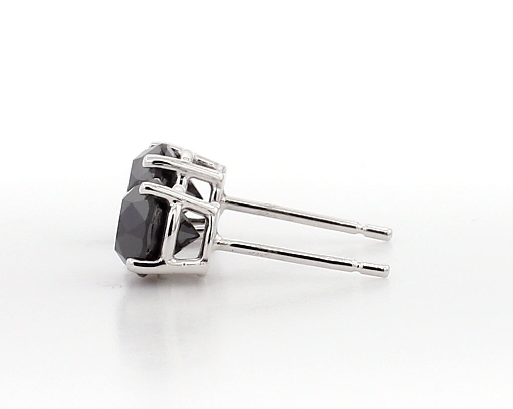 1.25CT Round Black Diamond Studs: 14K Gold Earrings