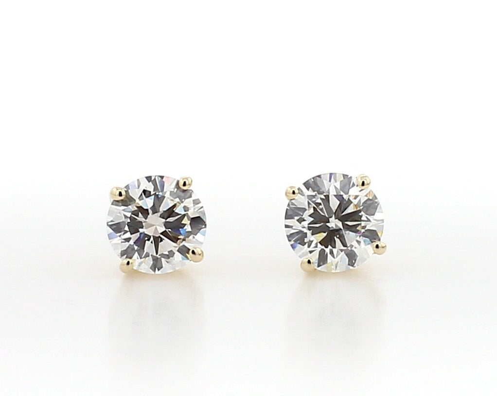 2.00CT Round Brilliant Cut 14K Yellow/White Gold lab  Diamond Push Back Basket Earrings