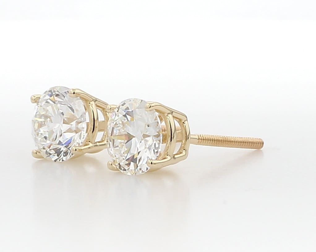 14K White Gold Lab Grown Diamond Stud Earrings: Round Brilliant Cut