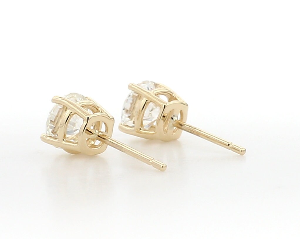2.00 Ct TW Lab Grown Diamond Stud Earrings: 14K Gold Prong Setting