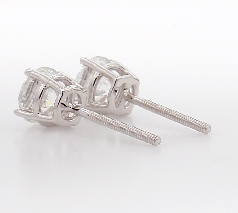 2.25 Carat Lab Grown Diamond Stud Earrings: 14k Gold Screw Back