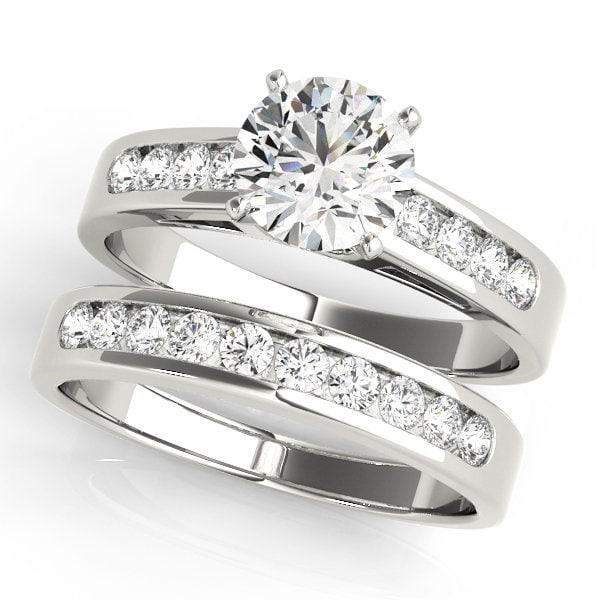Lab Grown Diamond 14K White Gold Single Row Channel Set Engagement Rings || IGI Certified