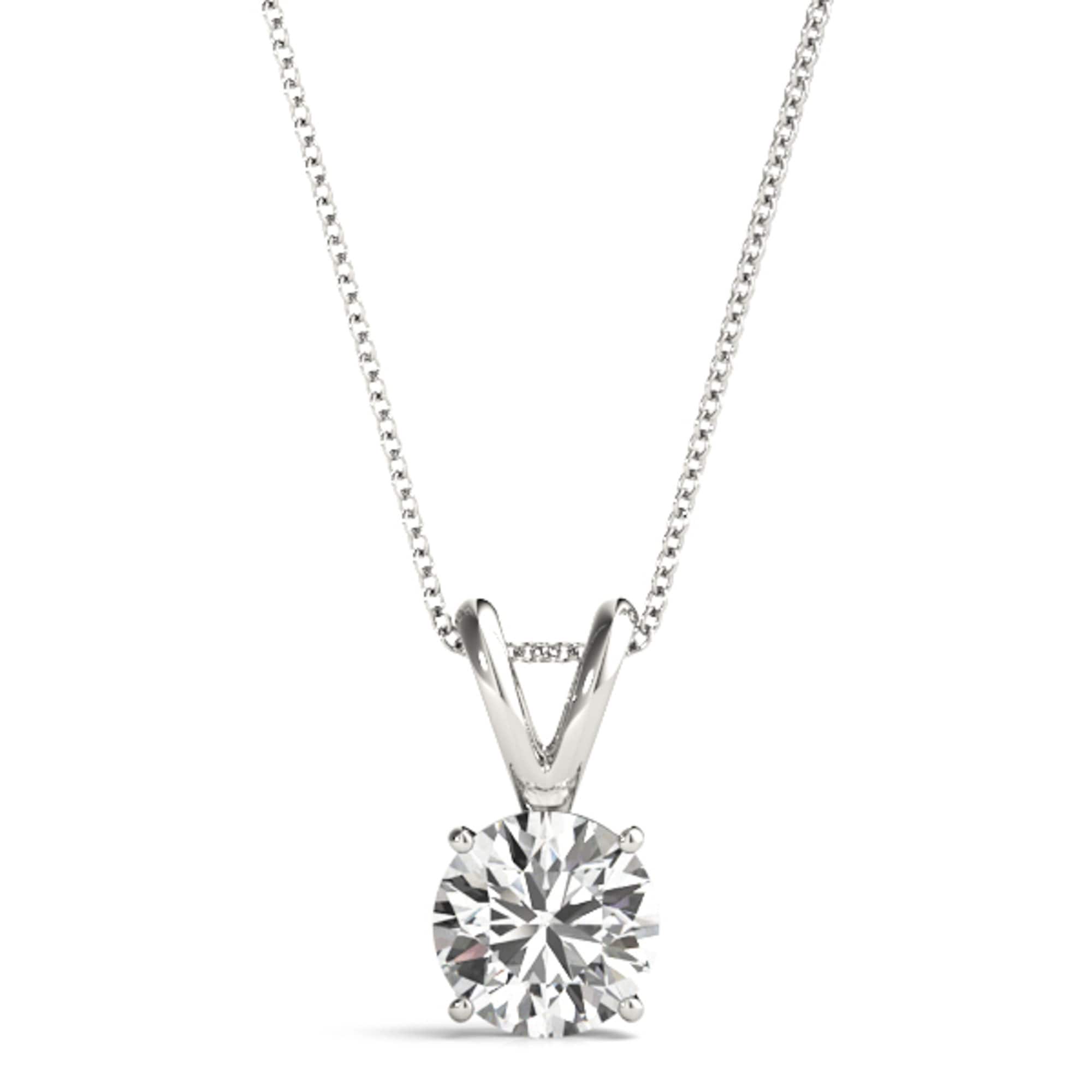 3 Ct Lab-Grown Diamond Solitaire Pendant: 14K Gold Necklace