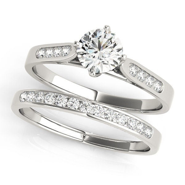 Lab Grown Diamond 14K White Gold Single Row Channel Set Engagement Ring || IGI Certified