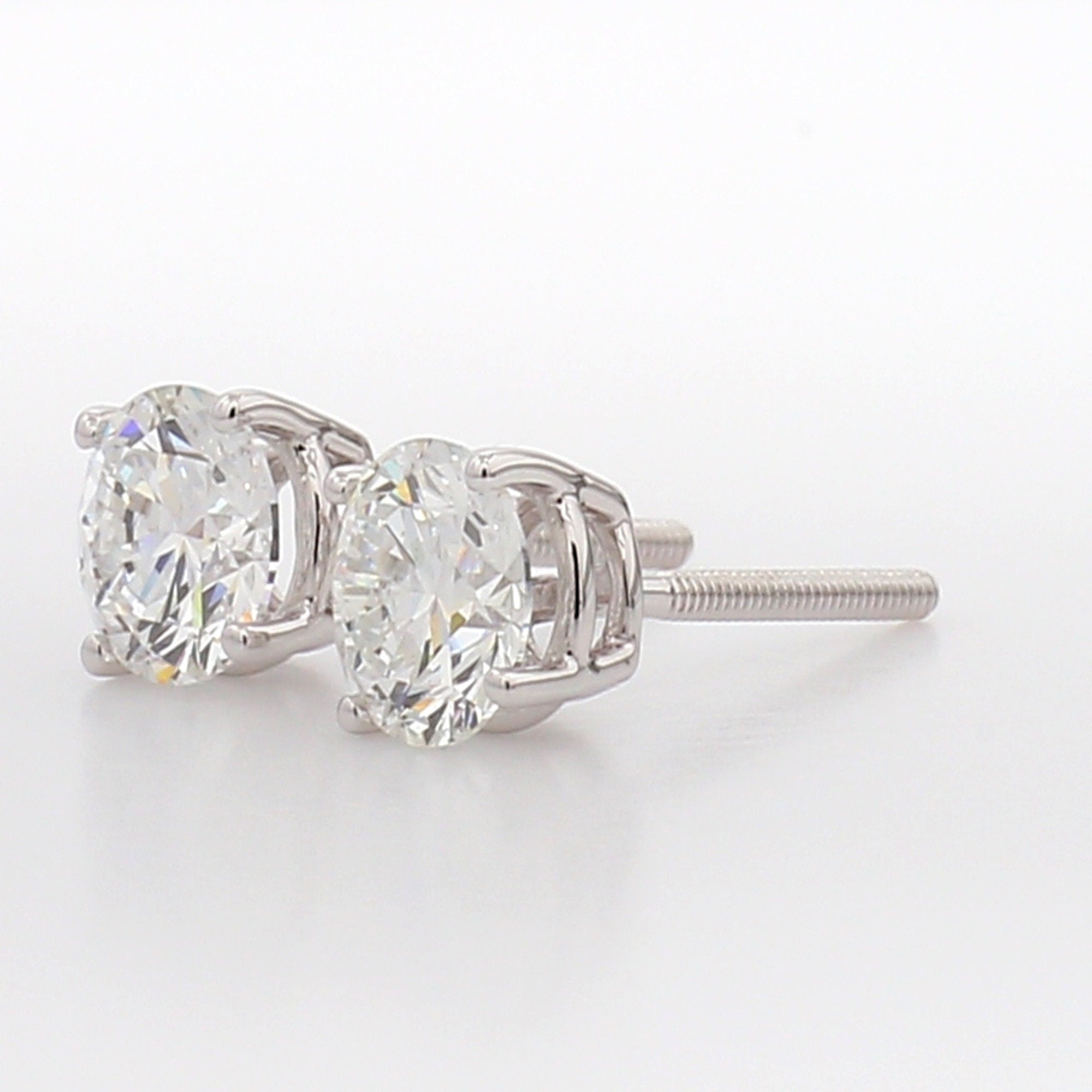 14k Gold Lab Grown Diamond Stud Earrings: 0.50 Carat Screw Back