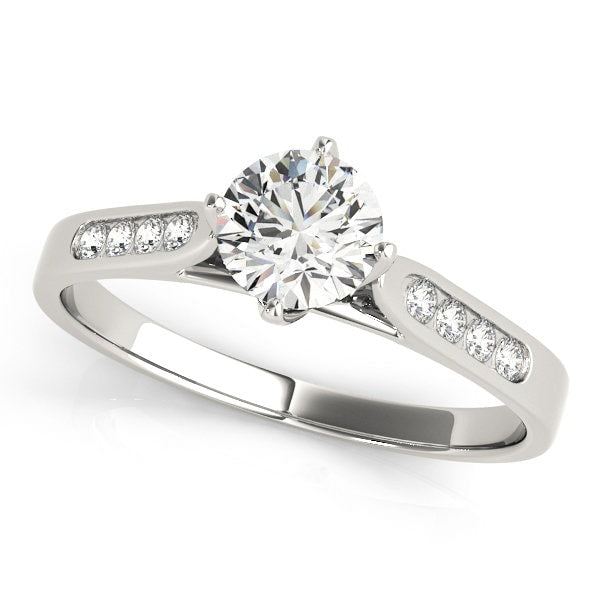 Lab Grown Diamond 14K White Gold Single Row Channel Set Engagement Ring || IGI Certified