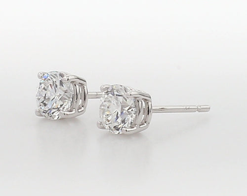 1.25 Ct TW Lab Grown Diamond Stud Earrings: 14K Gold Push Backs