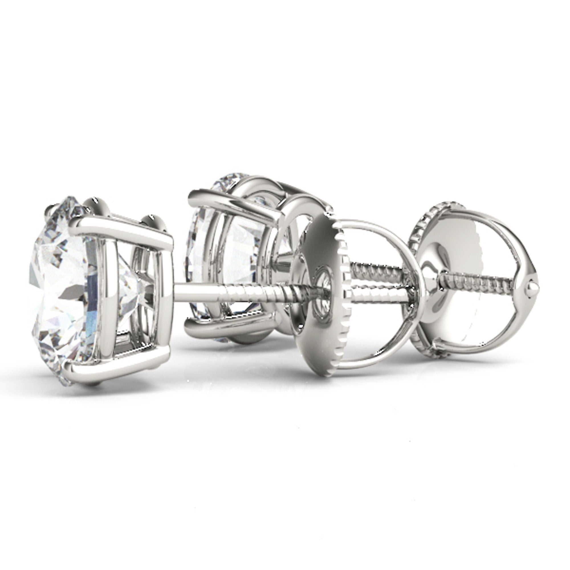 1 Ct Total Weight Lab-Created Moissanite Diamond Stud 14K White Gold