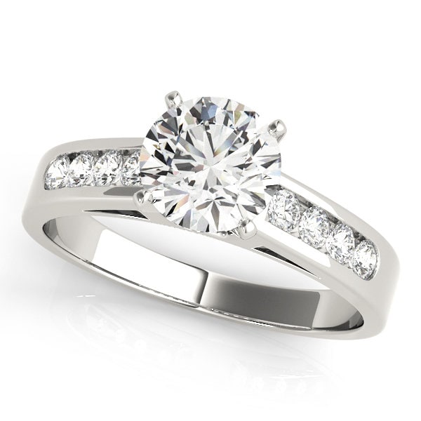 Lab Grown Diamond 14K White Gold Single Row Channel Set Engagement Rings || IGI Certified