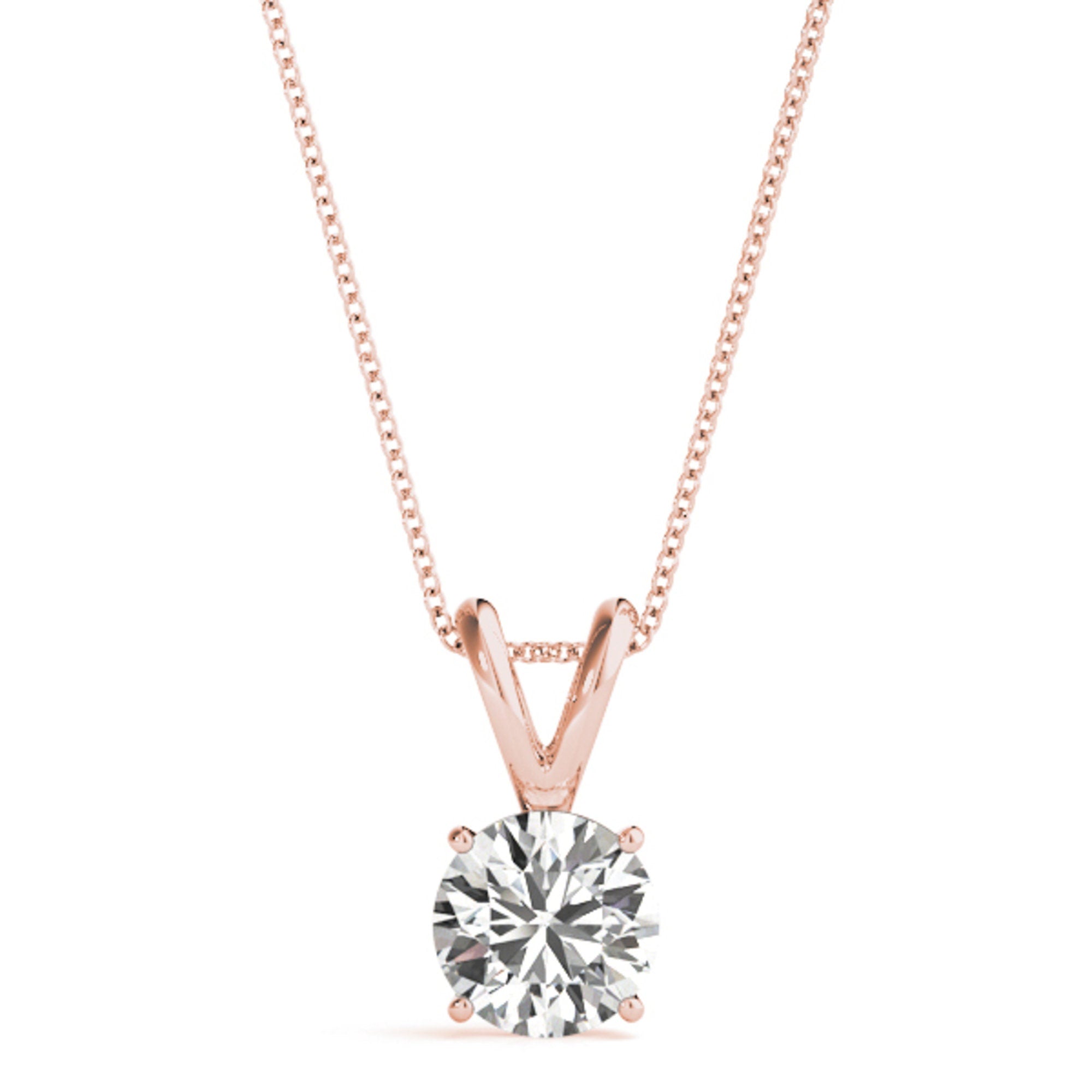 1.25 Ct Lab Grown Diamond Solitaire Necklace, 14Kt Gold (F-G, VS)