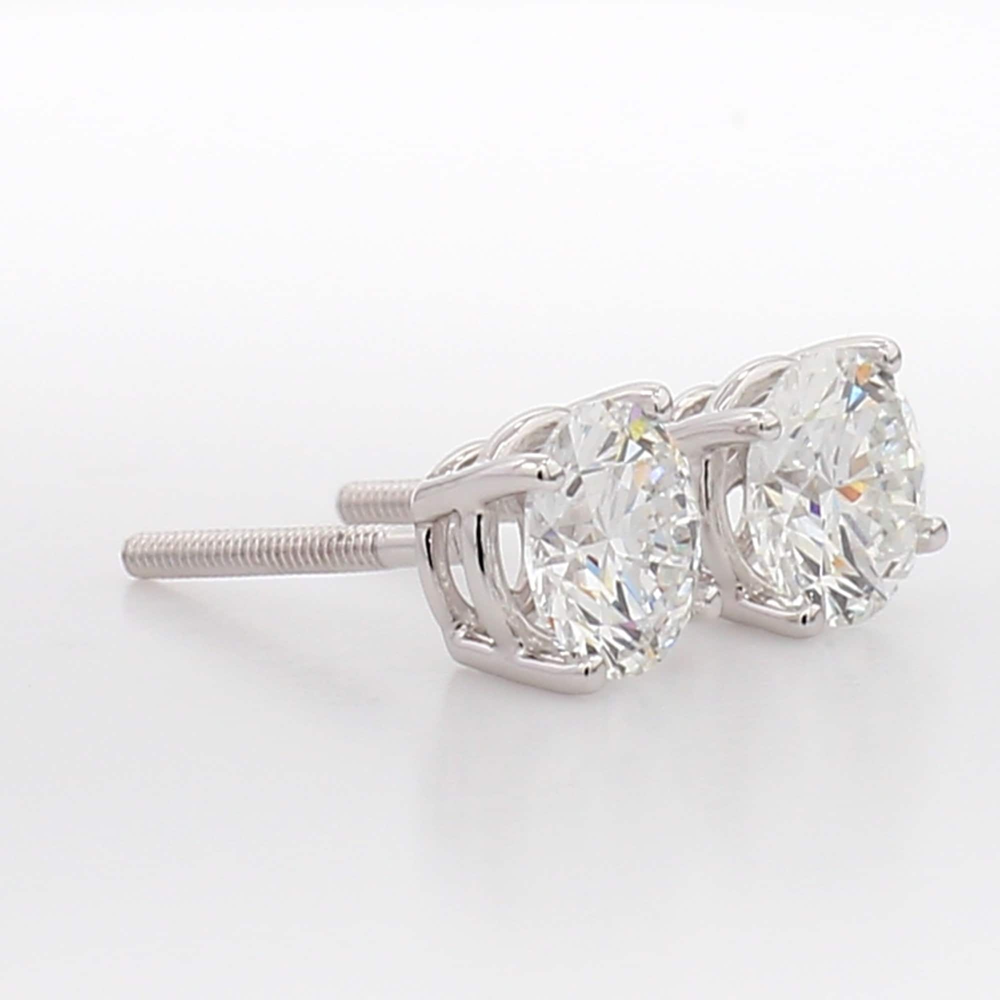 14KT White Gold 2.50CT Lab Diamond Stud Earrings: VS Clarity
