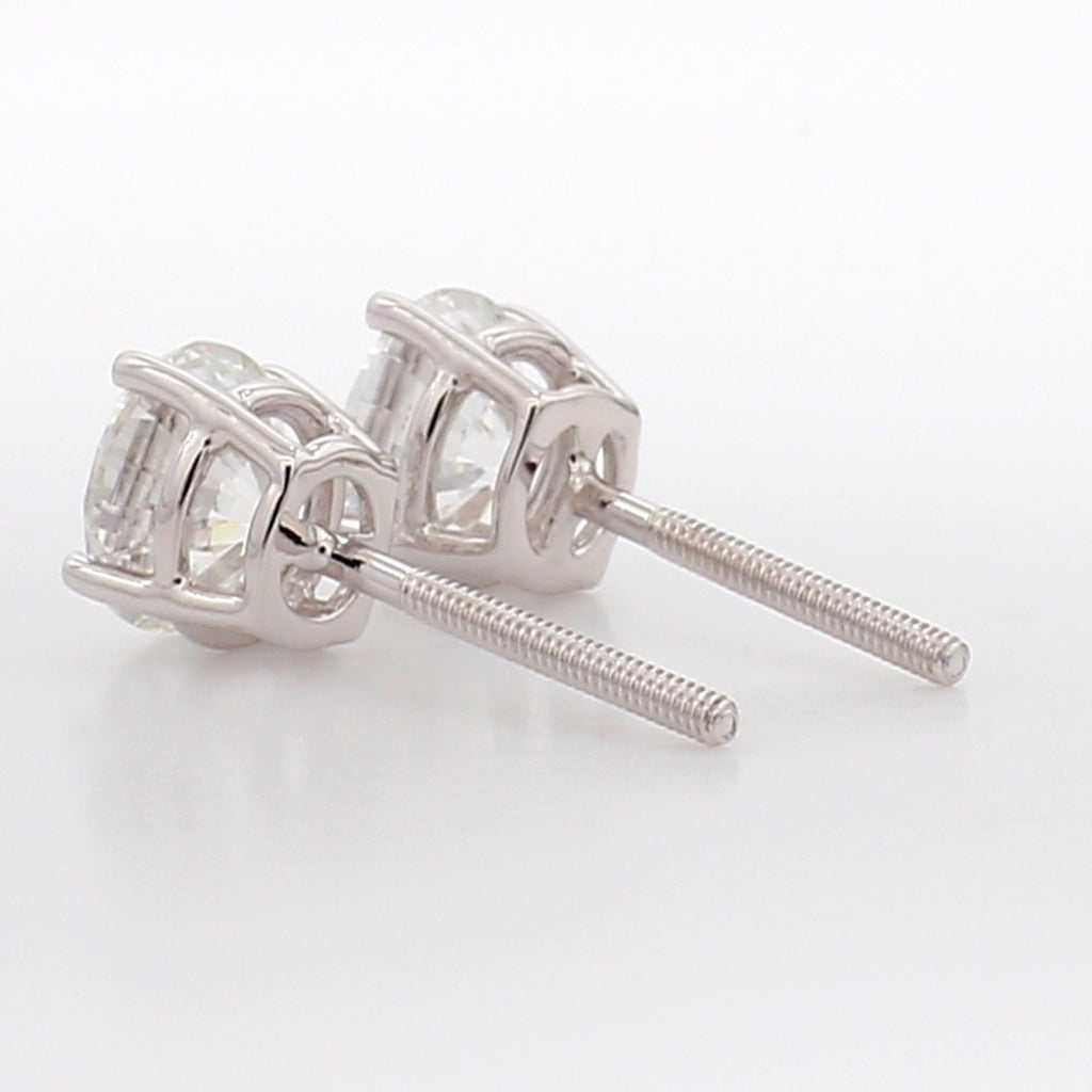 2.25 Carat Round Lab Grown Diamond Stud Earrings: 14k Gold