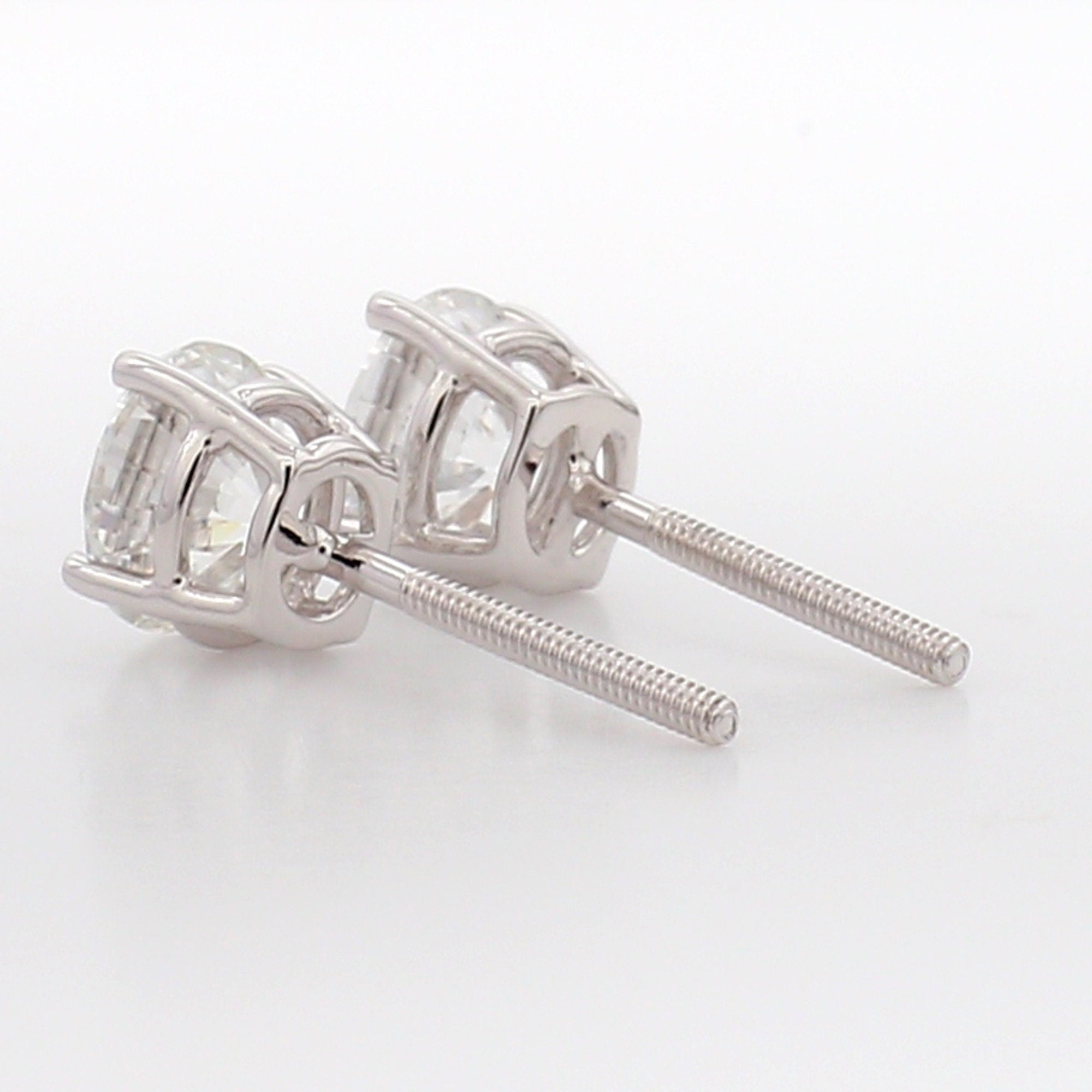 2.25 Carat Round Lab Grown Diamond Stud Earrings: 14k Gold