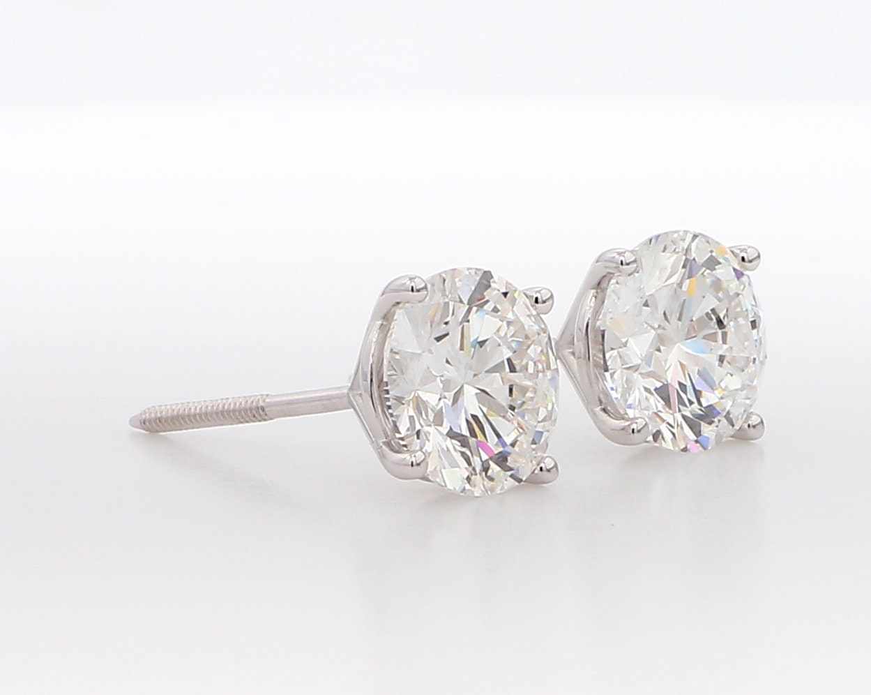 2.50CT Lab Grown Diamond Earrings: 14K White Gold Martini Studs