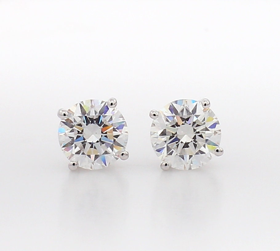 2.25 Carat Lab Grown Diamond Stud Earrings: 14k Gold Screw Back