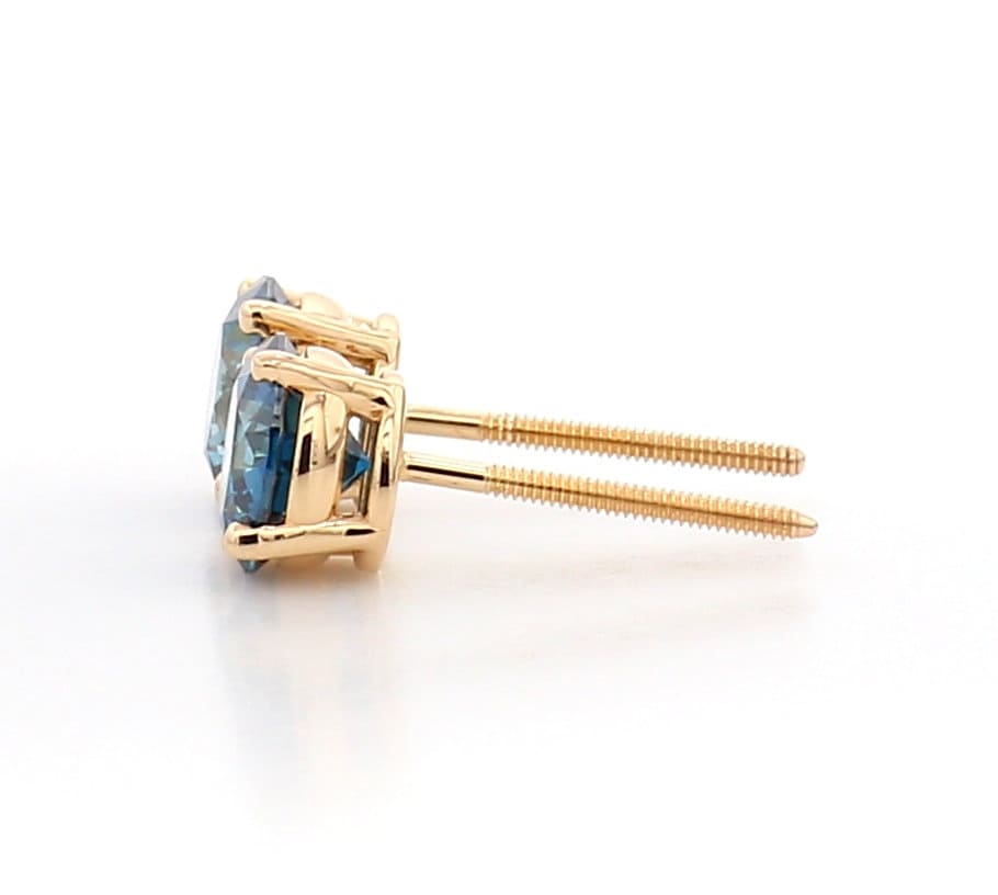 Blue Diamond Stud Earrings: 14k White Gold, 3.00 Carat