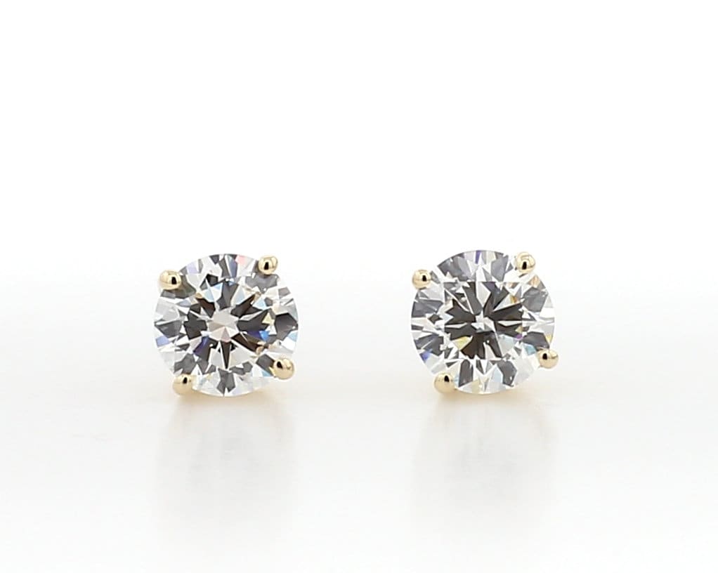 2.00 Ct TW Lab Grown Diamond Stud Earrings: 14K Gold Prong Setting