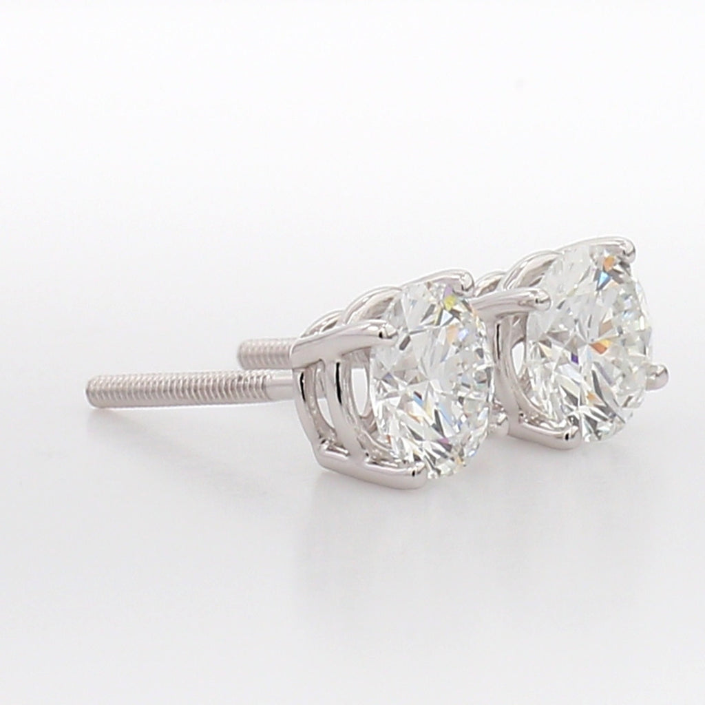 1.25 Ct TW Lab Grown Diamond Stud Earrings: 14K Gold, Round Cut