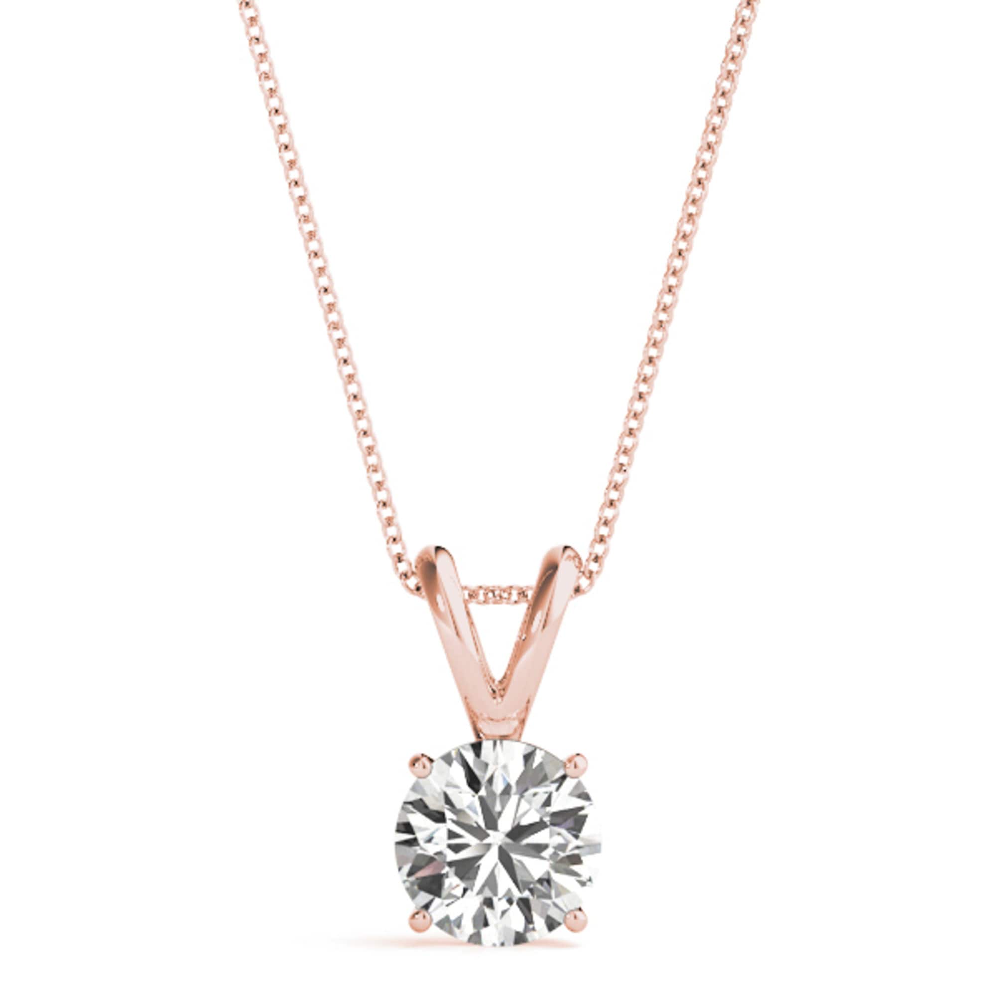 1.50 Ct Lab Grown Diamond Solitaire Necklace: 14Kt Gold Pendant