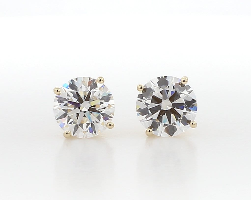 14K White Gold Lab Grown Diamond Stud Earrings: Round Brilliant Cut