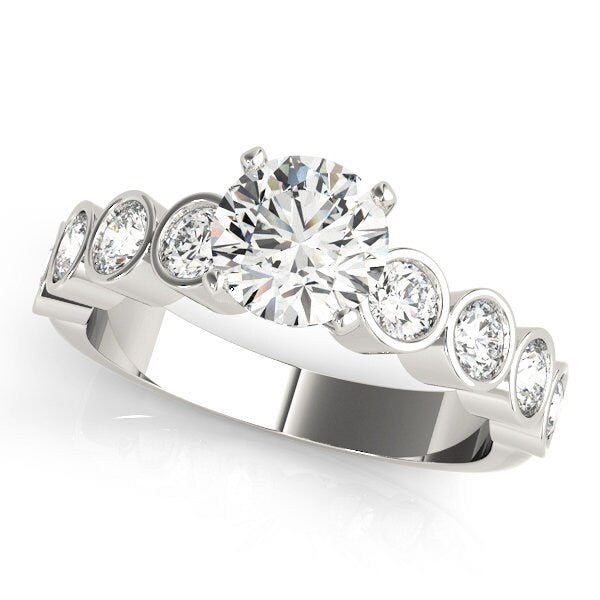 Lab Grown Diamond 14K White Gold Single Row Channel Set Engagement Ring || IGI Certified